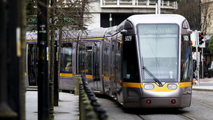 <p>The incident happened on the Naas Road in Bluebell on Wednesday morning, which has left part of the Luas Red Line out of action.</p>