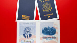 <p>A sample of a limited release commemorative US passport that celebrates America’s 250th birthday and features a picture of Donald Trump (AP Photo/Jon Elswick)</p>
