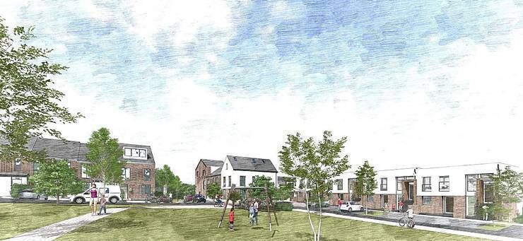 The homes would be split between 50 townhouses, one three-bedroom detached bungalow and 53 duplex apartments The homes would be split between 50 townhouses, one three-bedroom detached bungalow and 53 duplex apartments