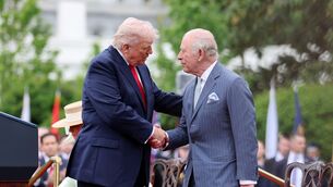 <p>King Charles III and US President Donald Trump shake hands during the ceremonial welcome on the South Lawn of the White House, Washington DC, on day two of the state visit to the US. Picture date: Tuesday April 28, 2026. PA Photo. Photo credit should read: Chris Jackson/PA Wire</p>
