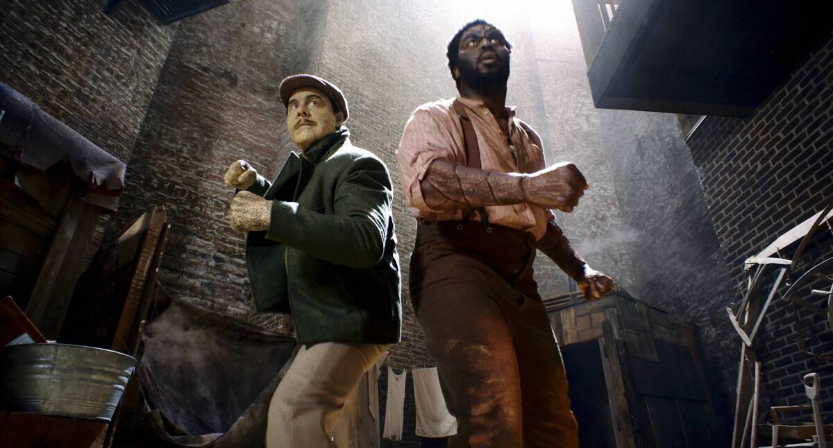 (Left to right) Jack Huston as Flint Marco/Sandman  and Abraham Popoola as Lonnie/Tombstone in Spider-Noir. Photo: Courtesy of Prime © Amazon Content Services LLC