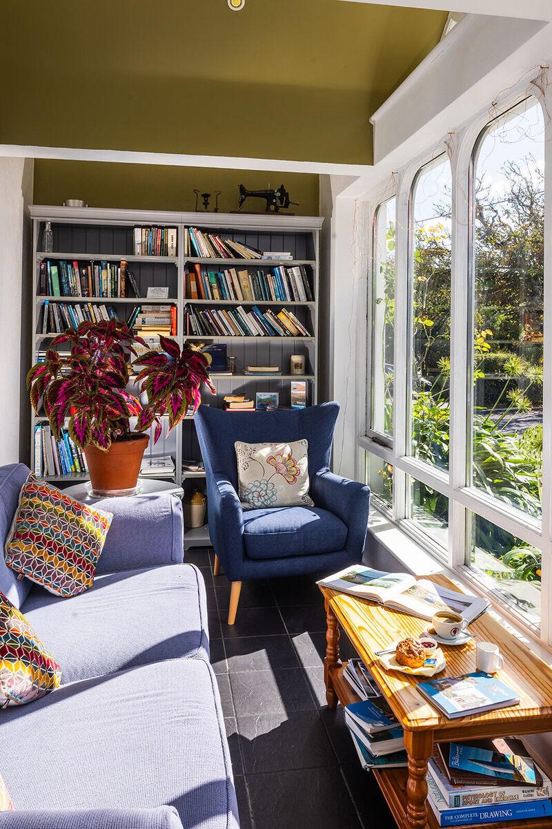 The beautiful sunlit reading room at Casey's of Baltimore