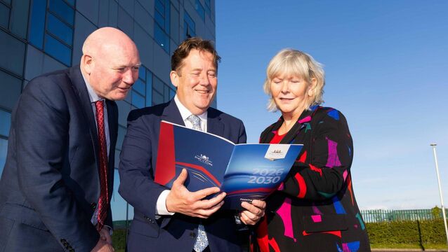 <p>Minister for Transport Darragh O'Brien pictured with Port of Cork Company CEO Ann Doherty and Chairperson Michael Walsh during the presentation of the Port of Cork's Corporate Strategy 2026–2030 in Cork. Picture: Michael O'Sullivan / OSM PHOTO</p>