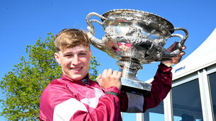 <p>DAY TO REMEMBER: With Nolimit and Josh Halford won the Race &amp; Stay At Punchestown Champion I.N.H. Flat Race (Grade 1). Pic: Healy Racing Photo.</p>