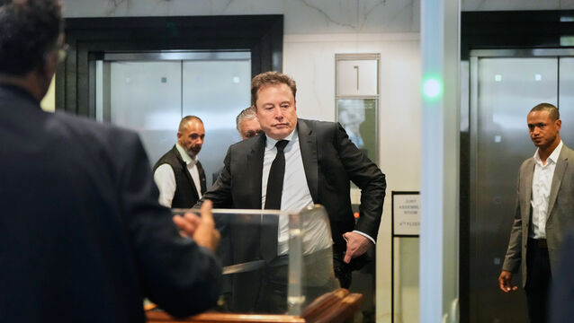 <p>Elon Musk arrives at the US District Court in Oakland, California, on Tuesday. Picture: Godofredo A. Vásquez/AP</p>