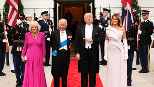 <p>Queen Camilla, king Charles, US president Donald Trump and first lady Melania Trump outside the White House in Washington DC for a state dinner last Tuesday. Picture: Aaron Chown/PA</p>