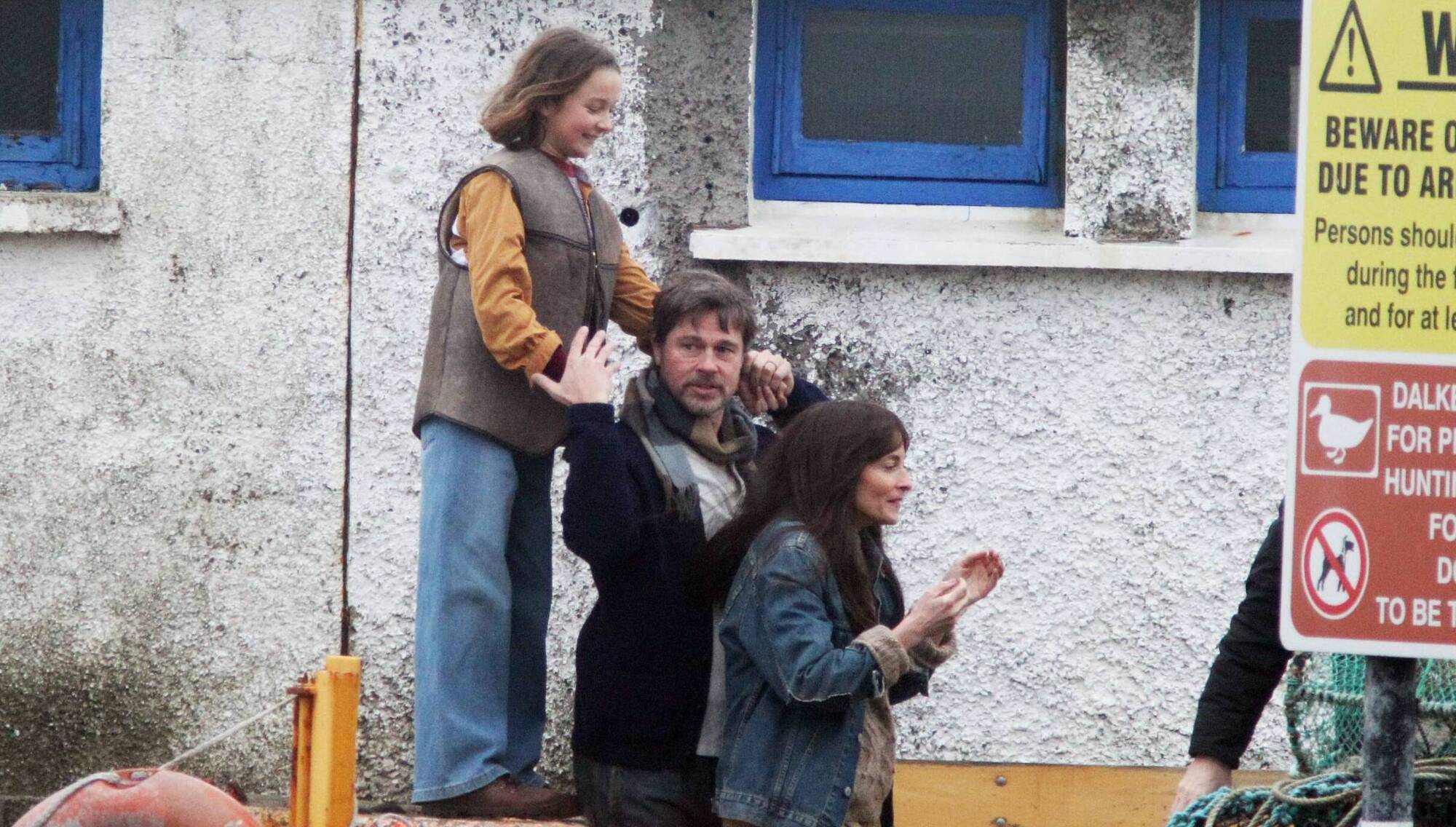 Brad Pitt doing work for his latest film, One For All at Bulloch Harbour in Dublin. Picture: Padraig O'Reilly