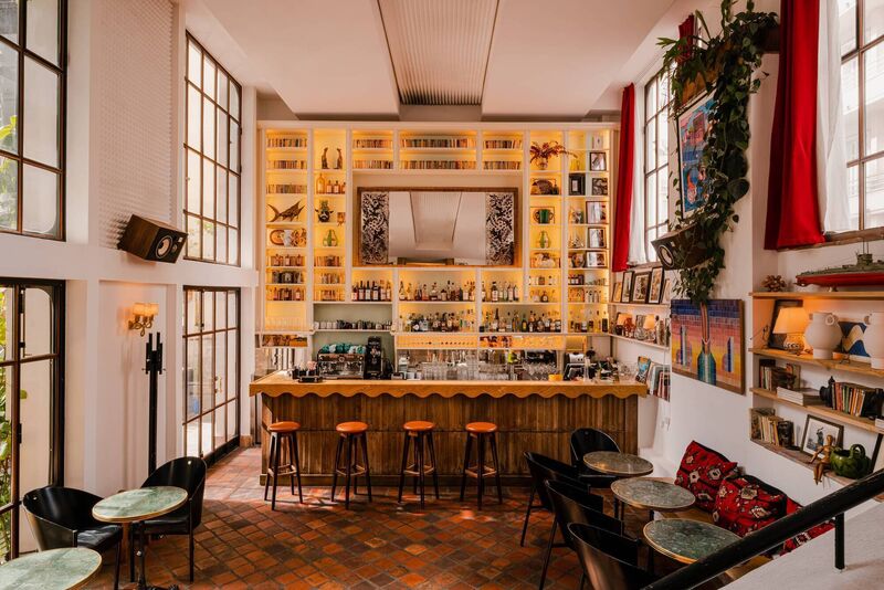 Hotel Amour's boho bar is a favourite spot to relax 