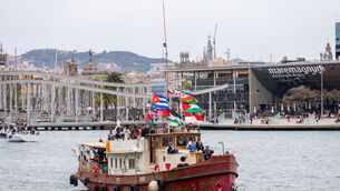 Boats carrying activists and humanitarian aid for Palestinians in Gaza left Barcelona on April 12 (Joan Mateu Parra/AP)