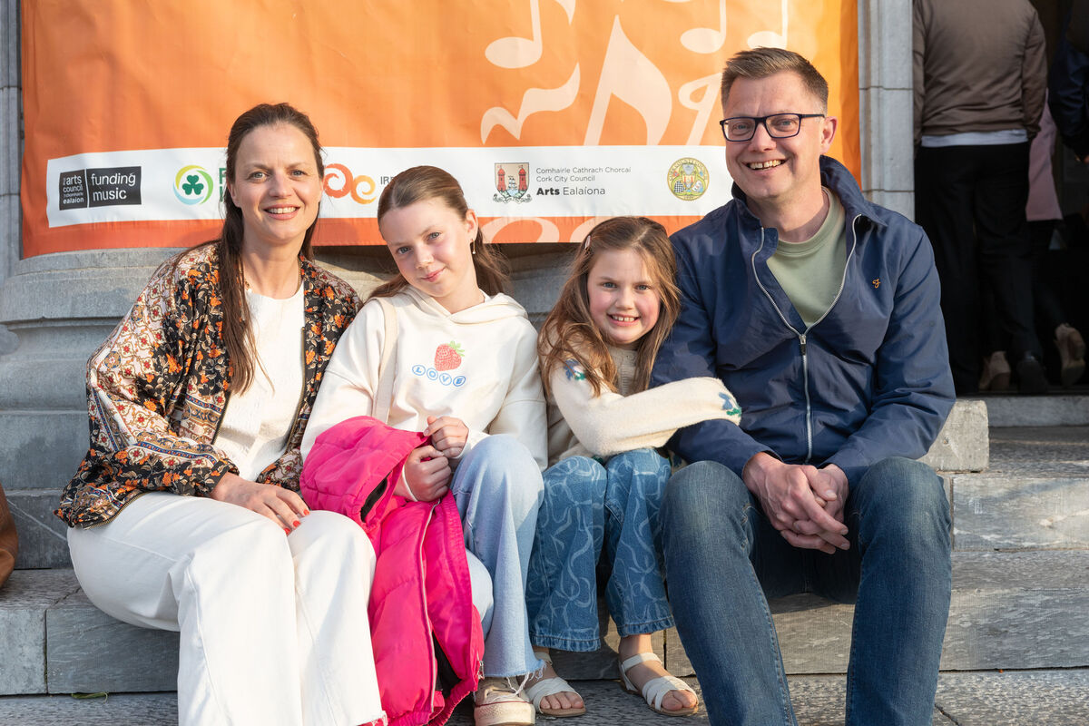 Gemma, Olivia, Ava and Mark Kingston, Bandon, at the opening night of the Cork International Choral Festival at Cork City Hall. Pictures: Darragh Kane