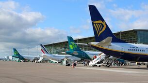 <p>Aircraft on the tarmac at Cork Airport. Cork Airport is welcoming 61,500 passengers over the May Bank Holiday weekend. </p>
