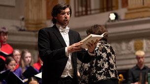 <p>Tenor Conor Prendiville on stage at City Hall for the opening night of Cork International Choral Festival. Picture: Darragh Kane</p>