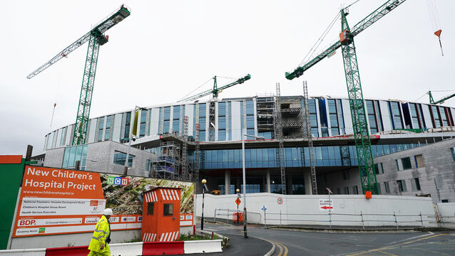 <p>A construction worker at the construction site of the new National Children's Hospital in Dublin. File picture: PA</p>