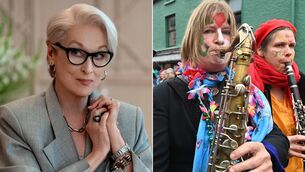 <p>Meryl Streep in The Devil Wears Prada 2 (left) and some of the colour at the Ballydehob jazz festival parade in 2024.</p>