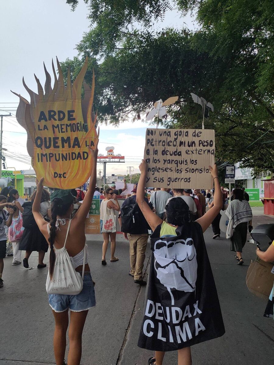 Protesters at the Santa Marta march for a fossil-free future on Monday.
