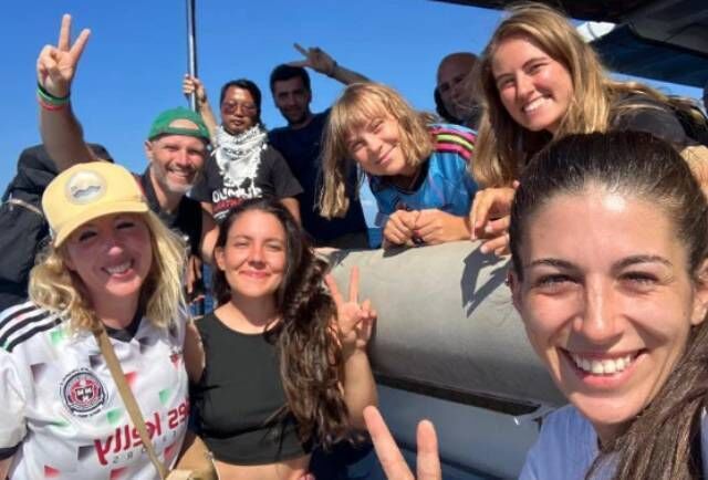 Greta Thunberg with other members of last October's Global Sumud Flotilla including Irish man Tadhg Hickey. Picture: Instagram