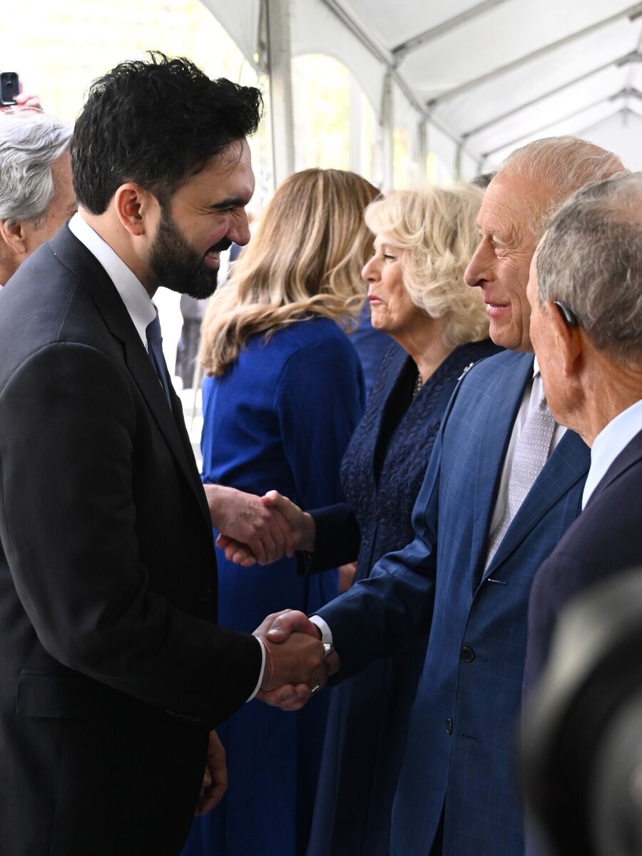 New York City mayor Zohran Mamdani greeting Britain's King Charles III and Queen Camilla during their state visit to the US. Picture: Samir Hussein/PA
