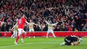 <p>ON THE SPOT: Nottingham Forest's Chris Wood celebrates scoring their side's winner. Pic: David Davies/PA Wire.</p>