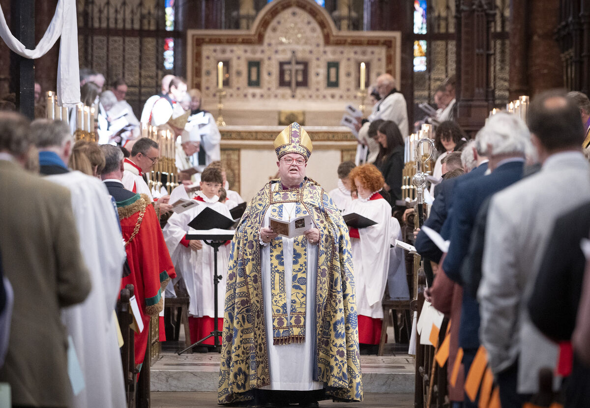 Bishop Paul Colton taking part in the recent farewell service at St Fin Barre’s Cathedral in Cork which was also the diocesan 'Glory of Easter' celebration. Picture: Gerard McCarthy
