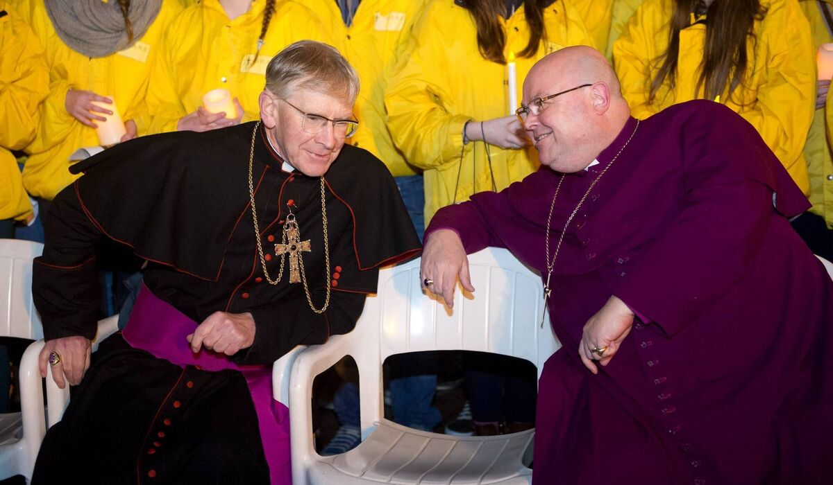 Then Roman Catholic bishop John Buckley and Church of Ireland bishop Paul Colton launching the SHARE Christmas crib at Daunt's Square in Cork in 2013. The much-loved crib is the focus of an annual fundraising appeal run by Cork secondary school students, having been initiated by Presentation Brothers College students in 1970. File picture: Gerard McCarthy