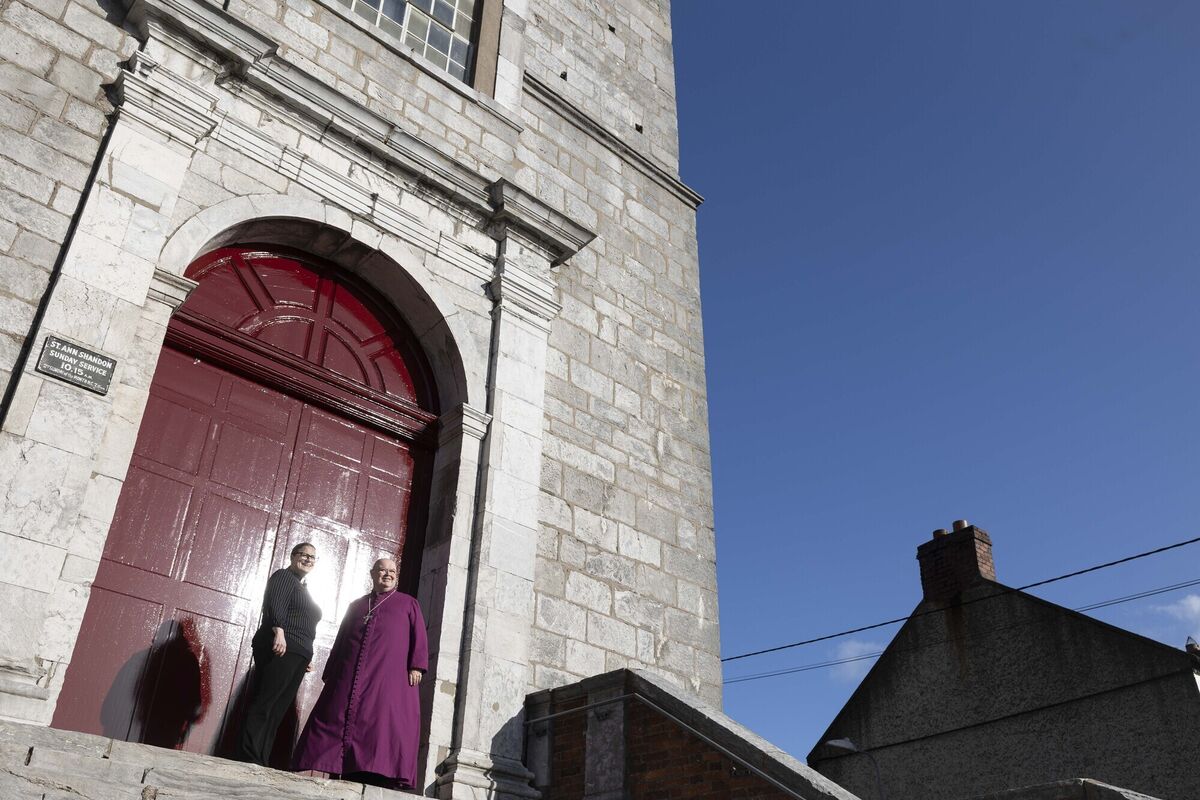 Then bishop Paul Colton and Rev Meghan Farr, priest in charge at Saint Anne's Shandon, at an event in March to mark the completion of a major restoration project led by Cork City Council. The Lord Mayor of Cork City and Mayor of Cork County rang the bells of the historic church to mark the occasion. Picture: Clare Keogh