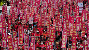 Protesters marched towards the Malacanang Presidential palace in Manila, Philippines (AP)