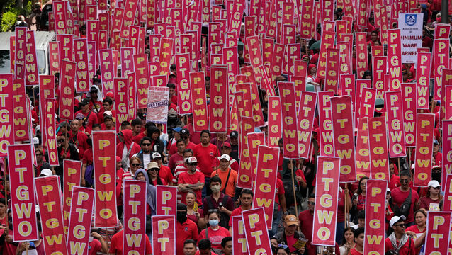 Protesters marched towards the Malacanang Presidential palace in Manila, Philippines (AP)