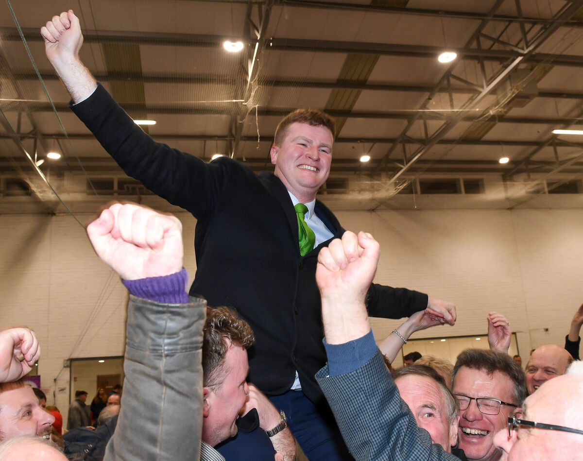  Fianna Fáil's James O'Connor celebrating with his supporters after he was elected in the Cork East constituency in 2020. File picture: David Keane