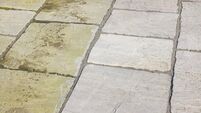 Jet washing or pressure washing patio, before and after cleaning