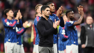<p>Mikel Arteta: "We’re playing to win the Premier League. It’s exactly where we want it to be.". Pic:  Adam Davy/PA</p>