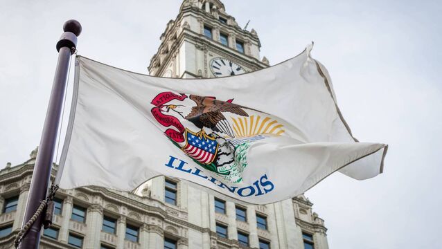 <p>An Illinois state flag waving at the Wrigley building, Chicago. File picture</p>