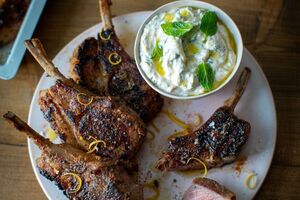 Chargrilled lamb chops with mint and yoghurt