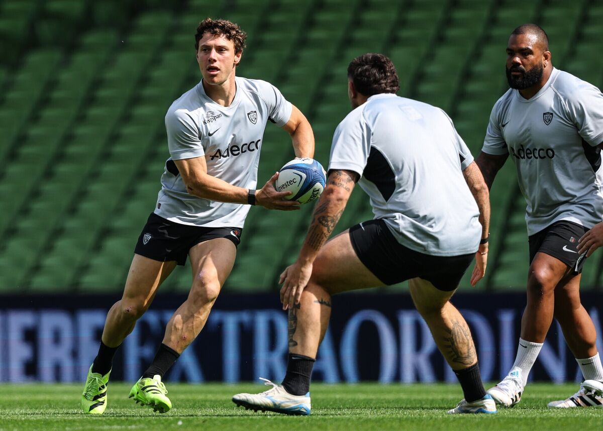 Toulon's Paolo Garbisi during his side's captain's run at the Aviva Stadium ahead of their Champions Cup semi-final against Leinster. Pic: ©INPHO/Ben Brady