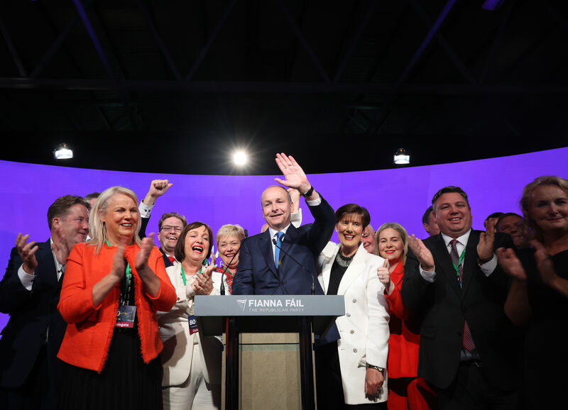 Taoiseach Micheál Martin waves to the crowd after giving his leader's speech at the Fianna Fáil ard fheis in 2022. Photo: Sam Boal/Rollingnews.ie Taoiseach Micheál Martin waves to the crowd after giving his leader's speech at the Fianna Fáil ard fheis in 2022. Photo: Sam Boal/Rollingnews.ie