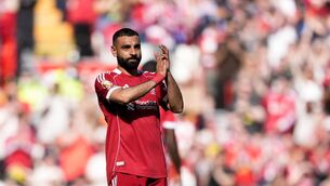 <p>PEACEFUL MO: Liverpool's Mohamed Salah applauds the fans as he is substituted.</p>