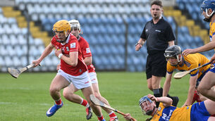 <p> Tadhg McCarthy scored 1-2 for Cork in their Munster MHC victory over Clare. Pic: Eddie O'Hare</p>