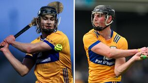<p>Diarmuid Stritch (left) and Niall O'Farrell are two of the young players who have broken into the Clare hurling team this year. Pics: Sportsfile</p>