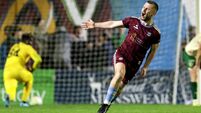 Aaron Bolger celebrates scoring a goal to equalise the game 1/5/2026