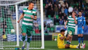 <p>IN FORM: Shamrock Rovers' Graham Burke celebrates scoring a goal. Pic: ©INPHO/Bryan Keane.</p>