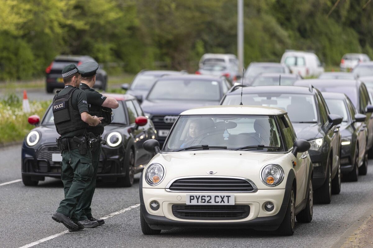 PSNI officers Tom and Perri during a vehicle checkpoint as part of Operation Inspire on the Knock Road in Belfast. Picture: Liam McBurney/PA Wire