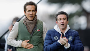 <p>Wrexham co-owners Ryan Reynolds (left) and Rob Mac (right).</p>