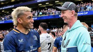 <p>ALL SMILES: Rieko Ioane of Leinster and head coach Leo Cullen after the Investec Champions Cup semi-final match between Leinster and RC Toulon at the Aviva Stadium in Dublin. Photo by Brendan Moran/Sportsfile</p>