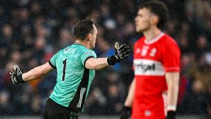 <p>SUPER RORY: Monaghan goalkeeper Rory Beggan celebrates after kicking the game-winning score during extra-time of the Ulster GAA Football Senior Championship semi-final match between Derry and Monaghan at BOX-IT Athletic Grounds in Armagh. Photo by Shauna Clinton/Sportsfile</p>