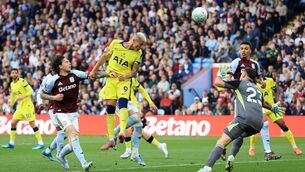 <p>RICHY RICH: Tottenham Hotspur's Richarlison (centre left) scores their side's second goal during the Premier League match at Villa Park, Birmingham. Pic: Nigel French/PA Wire</p>