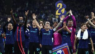 <p>CHAMPIONS AGAIN: Players of FC Internazionale Milano celebrate after being confirmed as Serie A champions following victory in the Serie A match between FC Internazionale and Parma Calcio 1913 at Giuseppe Meazza Stadium on May 03, 2026 in Milan, Italy. Pic: Marco Luzzani/Getty Images</p>