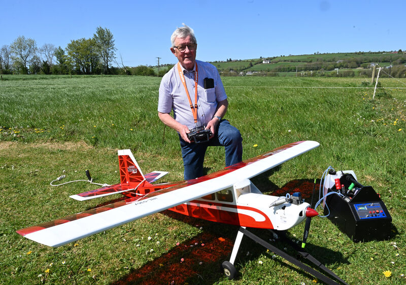  Alex Hamilton with a SIG Kadet Senior R/C model airplane, which is ideally suited for flight training, at the Cork Model Aero Club site at Brinny, Co Cork. Picture: Larry Cummins