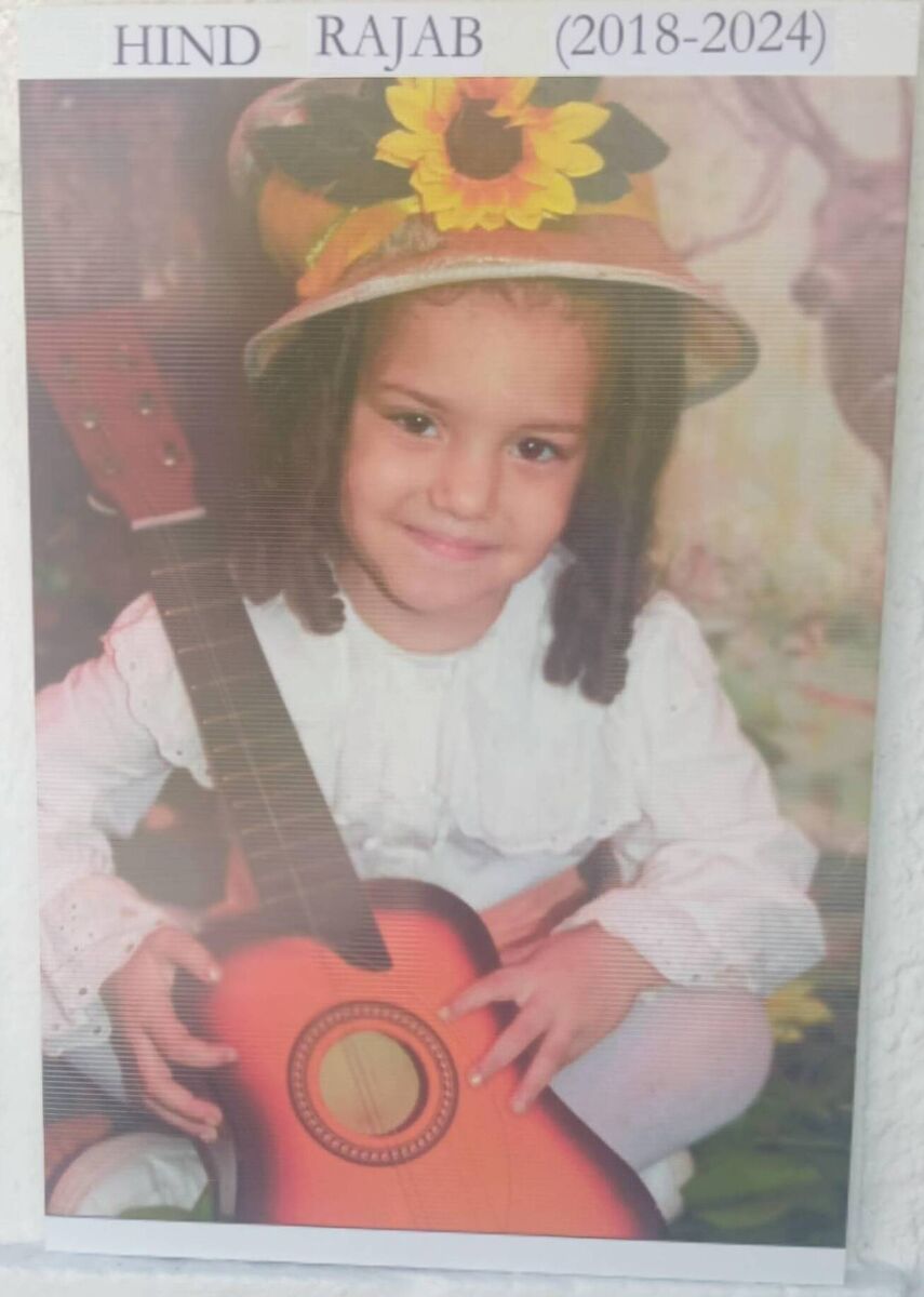 A picture of Hind Rajab, brought to Shannon Airport for a gathering in her memory. Picture: Martin Roper