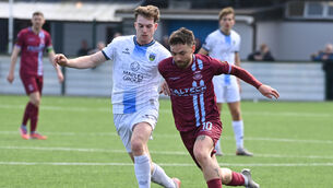 <p> UCD's Cian Behan scored an early second half equaliser for his side against Cobh Ramblers. Pic: Eddie O'Hare</p>