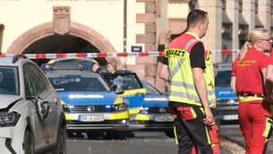 <p>The driver, a 33-year-old German citizen, was detained in the car. Police said he was a German-born resident of the Leipzig area. Picture: Sebastian Willnow/dpa via AP</p>