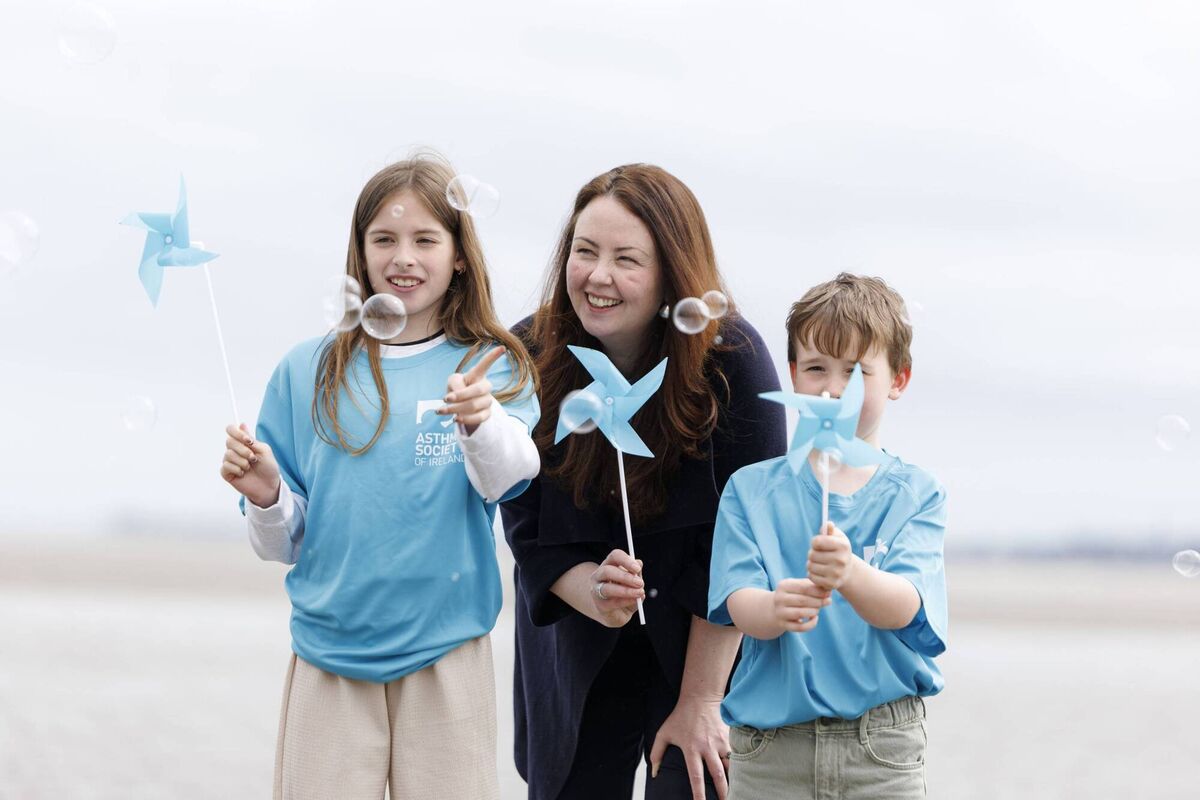 Asthma Society CEO Eilís Ní Chaithnía marking World Asthma Day 2026 with Maya Drennan and Yoshi Biedendorf-Boyle. Picture: Andres Poveda Asthma Society CEO Eilís Ní Chaithnía marking World Asthma Day 2026 with Maya Drennan and Yoshi Biedendorf-Boyle. Picture: Andres Poveda